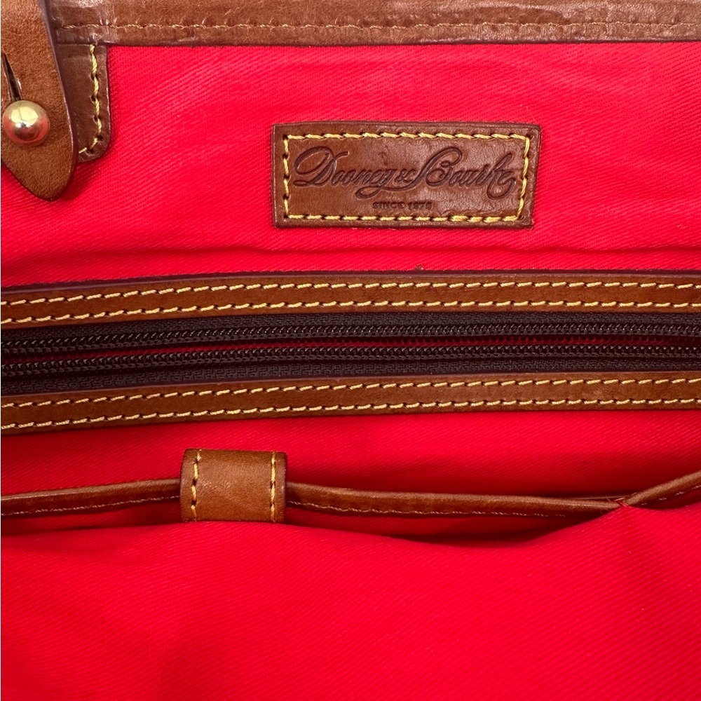 Vintage Dooney & Bourke Wilson Leather Satchel Handbag Purse, Forest Green/Tan - Picture 9 of 10